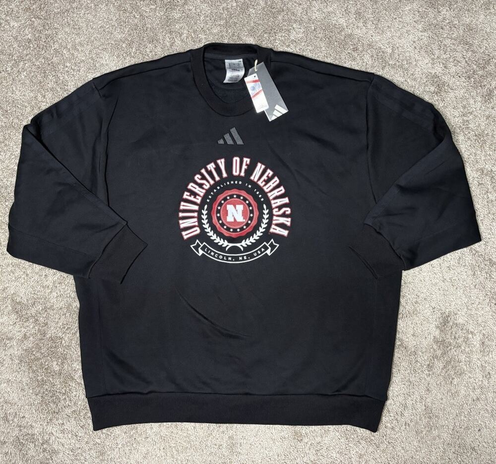 Adidas Crewneck Nebraska Huskers Sweatshirt Pullover Women’s Medium NWT - Picture 1 of 5